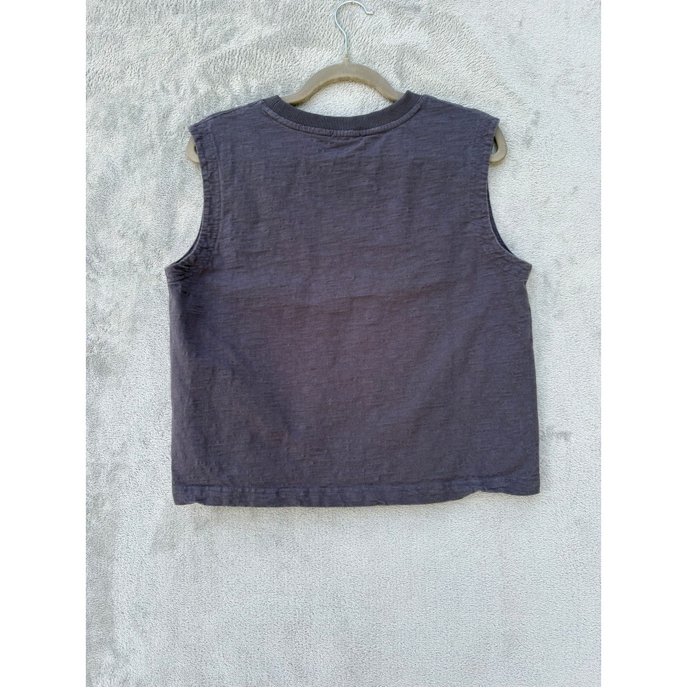 Evereve Womens Muscle Tank Top L Gray Slub Knit Minimalist Edgy Workout Lounge - Picture 4 of 6
